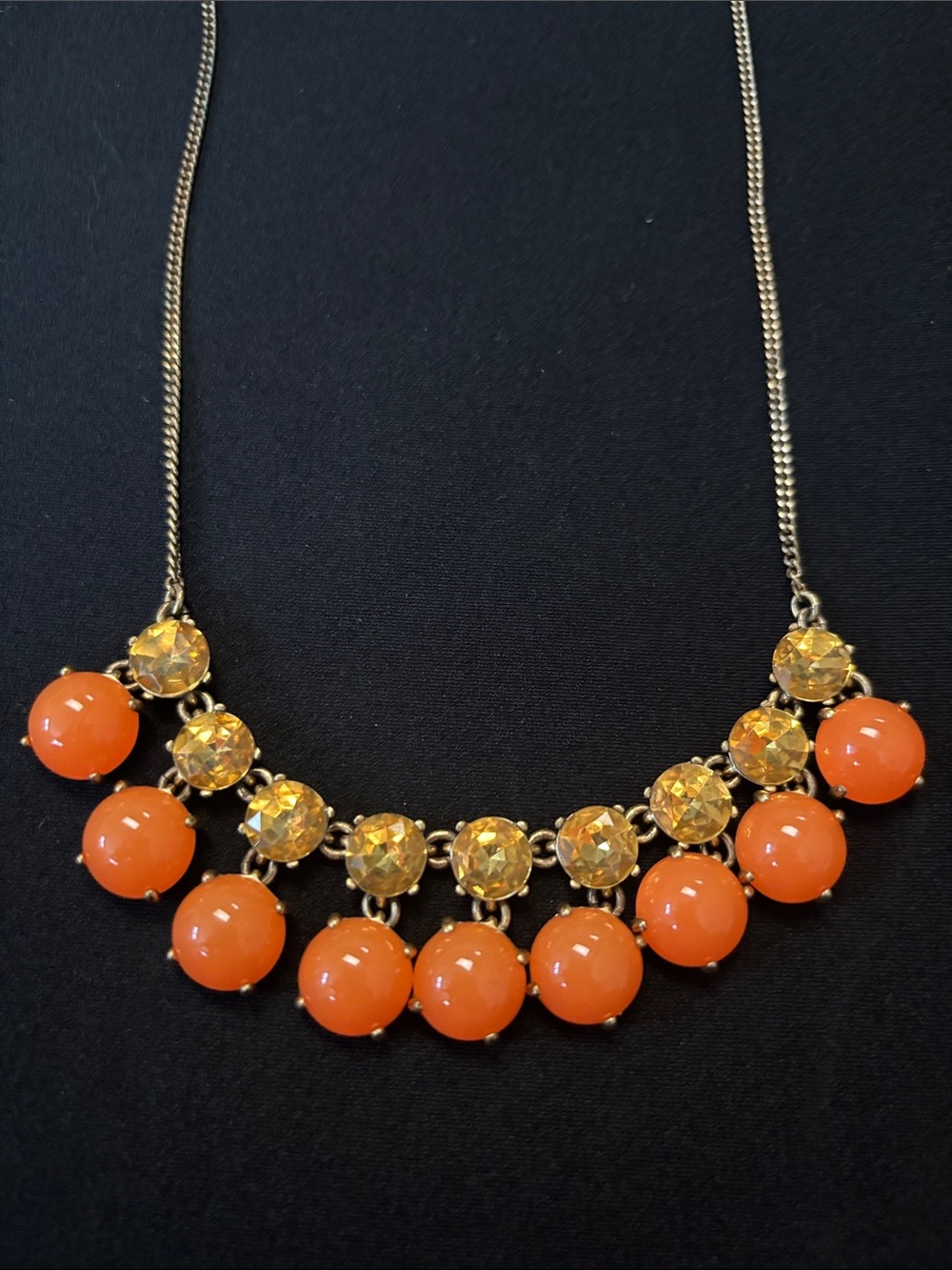 J. Crew Orange Crystal Bubble Statement Necklace